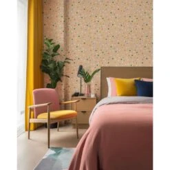 Sprinkles Wallpaper -France and Son Store WCPK102 PE Sprinkles Peach Colorful BedwithChair