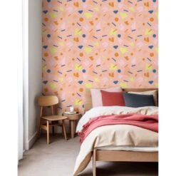 Shapes Wallpaper 17 Shapes Wallpaper -France and Son Store WCPK106 PE Shapes Pink Colorful Bedroom