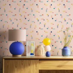 Shapes Wallpaper 18 Shapes Wallpaper -France and Son Store WCPK107 BH Stripes Blush Colorway Tabletop