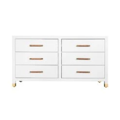 Winchester - Six Drawer Chest With Rattan Wrapped Handles In Matte White Lacquer