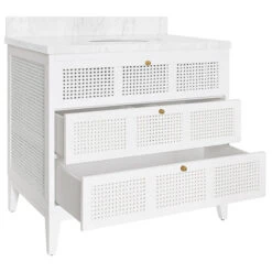 Wynn Bath Vanity In Matte White -France and Son Store WYNN WH ANGLE OPEN 58627.1727900036