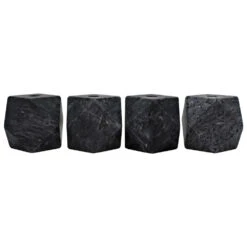 Noir Polyhedron Decorative Candle Holder, Set Of 4