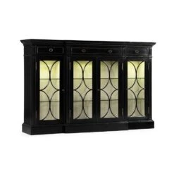 Four Door Breakfront Black Display Cabinet
