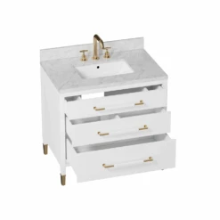 Verona 36" White Vanity With Rectangular Undermount Sink -France and Son Store b173279198f548a5c7242ee0ca2f92e8d6190088