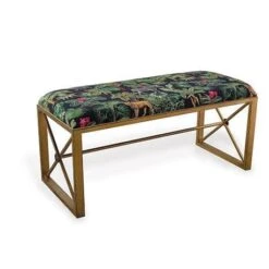 Medallion Bench With Le Tigre Fabric -France and Son Store bech