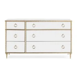 Deluxe Double Dresser - Gold, White