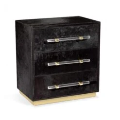 Cassian 3 Drawer Chest - Black/ Brass -France and Son Store cassian 3 drawer chest black brass 188120 1