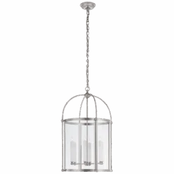 Meadowbrook Medium Round Lantern - Polished Nickel With Clear Glass