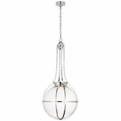 Ellie Large Captured Globe Pendant - Polished Nickel With Clear Glass