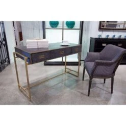 Grey Leather Shagreen Desk -France and Son Store d80f9167e6c9128de35bc433d7c3e37b