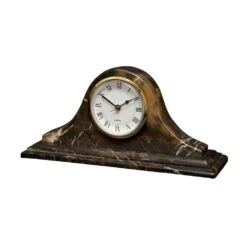 Saturn Collection Black & Gold Marble Mantle Clock