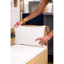 Newport Scalloped Bench In Rattan Natural W/ Arctic White Performance Fabric -France and Son Store dsc03996 1 ee7f076a 2a62 4342 81a6 a2f8f5ef5f69