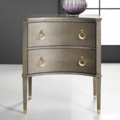 Concave Bedside Chest-Grey Sycamore