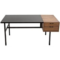 Noir Algeron Desk With Black Metal -France and Son Store gdes144mtb 3 lg