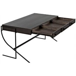 Noir Frank Desk - Ebony Walnut With Steel -France and Son Store gdes181eb 7 lg