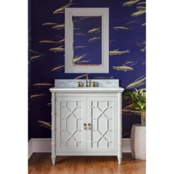 Grosvenor Single Vanity In True White W/ Sink & Marble Top -France and Son Store grosvenor single vanity 02 2 1 52b37c7e 107b 4451 8232 9b31197cfac6