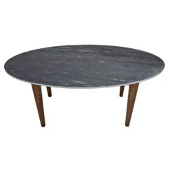 Noir Surf Oval Dining Table With Stone Top -France and Son Store gtab524dw 2 lg