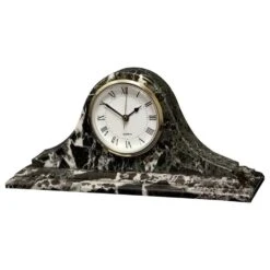 Saturn Collection Black Zebra Marble Mantle Clock