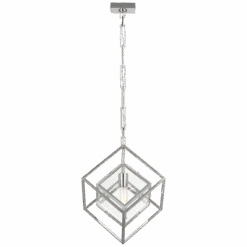 Tesseract Medium Pendant - Polished Nickel With Clear Glass