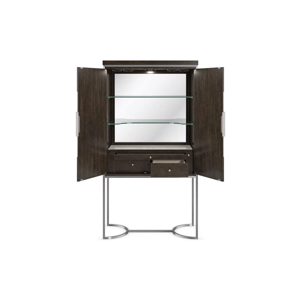 Couture Bar Cabinet - Brown, Silver 6 Couture Bar Cabinet - Brown, Silver - Image 4