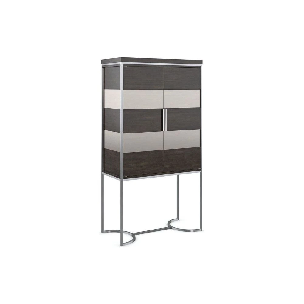 Couture Bar Cabinet - Brown, Silver 7 Couture Bar Cabinet - Brown, Silver - Image 5
