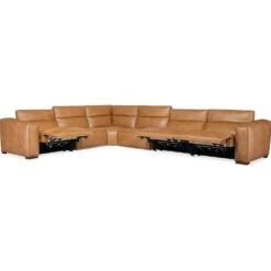 Nimbus 6 Seat Sectional 3-Power Recline & Power Headrest - Brown