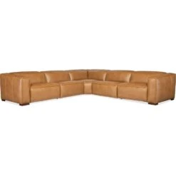 Fresco 5 Seat Sectional With Power Recline & Power Headrest - Brown