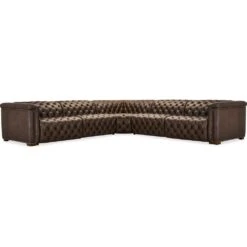 Savion Deux 5 Seat Sectional With Three Power Recliners And Six Power Headrests - Brown