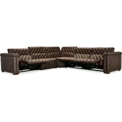 Savion Deux 5 Seat Sectional With Four Power Recliners And Six Power Headrests - Brown -France and Son Store ss435 5pc4 089 full open silo 572b8f02 2cc7 4636 a32a e2840412b964