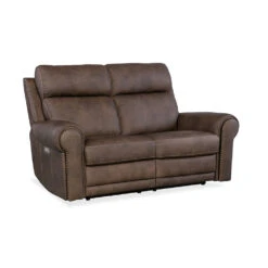 Duncan Power Loveseat With Power Headrest & Lumbar - Dark Brown