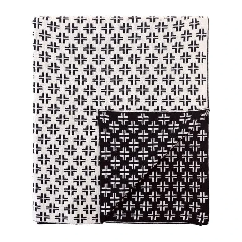 Lynda Criss-cross Knit Throw In Black 3 Lynda Criss-cross Knit Throw In Black