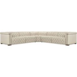 Vanguard Deux 5 Seat Sectional With Three Power Recliners And Six Power Headrests - Beige