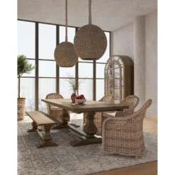 Trestle Dining Bench In Straw Wash -France and Son Store trestle dining room 02 2 2 1 412a8899 7137 4a03 a5cc 9112f57fabd6